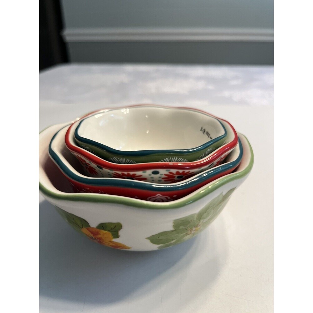 4pc Pioneer Woman Ceramic Nesting Measuring Bowls